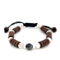 Preview: LeatherPearl Makramee-Armband mit Falkenauge und Mondstein